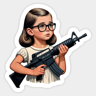 The Little Girl and a Gun Sticker